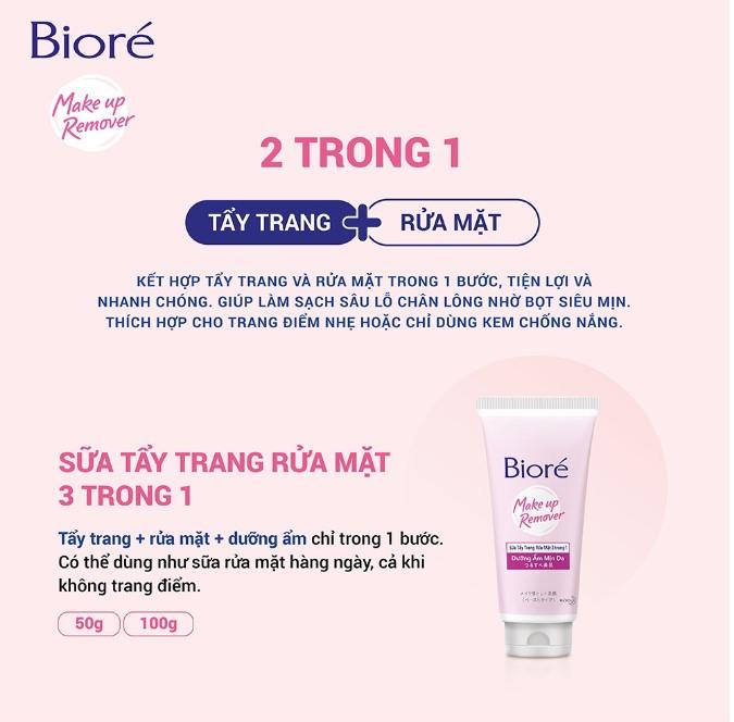 Sữa rửa mặt kiêm tẩy trang 3 trong 1 Biore
