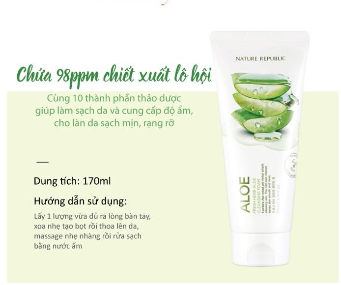 Sữa rửa mặt lô hội Nature Republic Fresh Herb Aloe Cleansing Foam