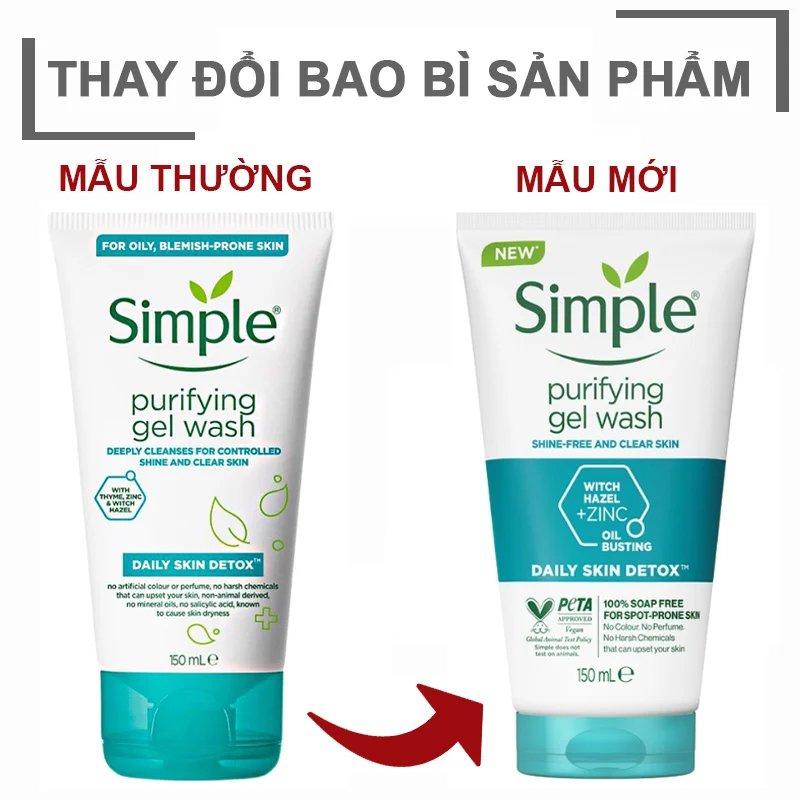 Sữa rửa mặt Simple giúp kiềm dầu ngừa mụn cho da mụn nhạy cảm & không chứa xà phòng