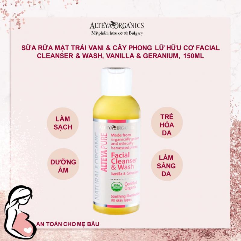 Sữa rửa mặt trái vani & cây phong lữ hữu cơ Alteya Organics Facial Cleanser & Wash, Vanilla & Geranium