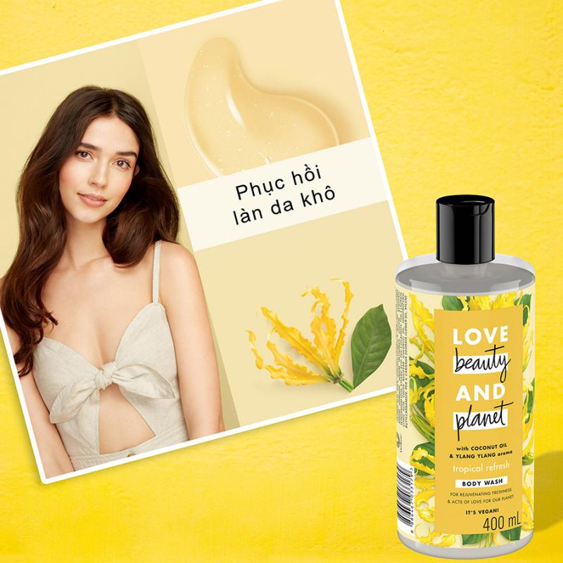 Sữa tắm dưỡng ẩm phục hồi da khô Love Beauty And Planet Tropical Refresh