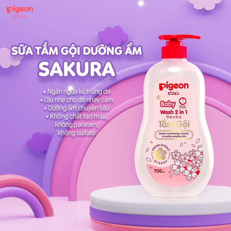 Sữa tắm gội dịu nhẹ 2 in 1 Sakura Pigeon