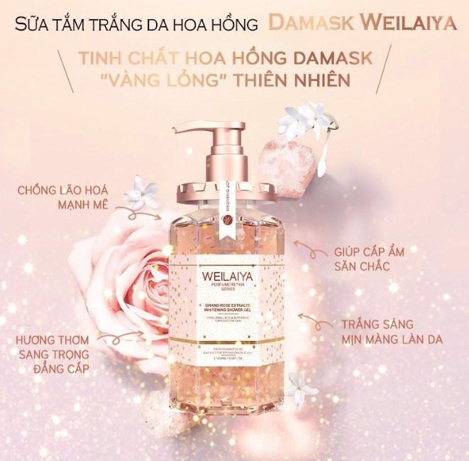 Sữa tắm nước hoa Weilaiya tinh chất hoa hồng Damask
