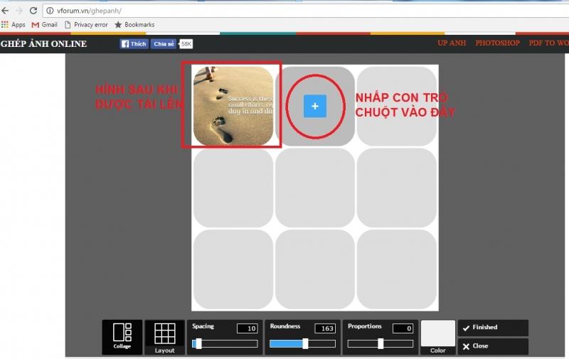 Nhấp con trỏ chuột vào biểu tượng dấu 
