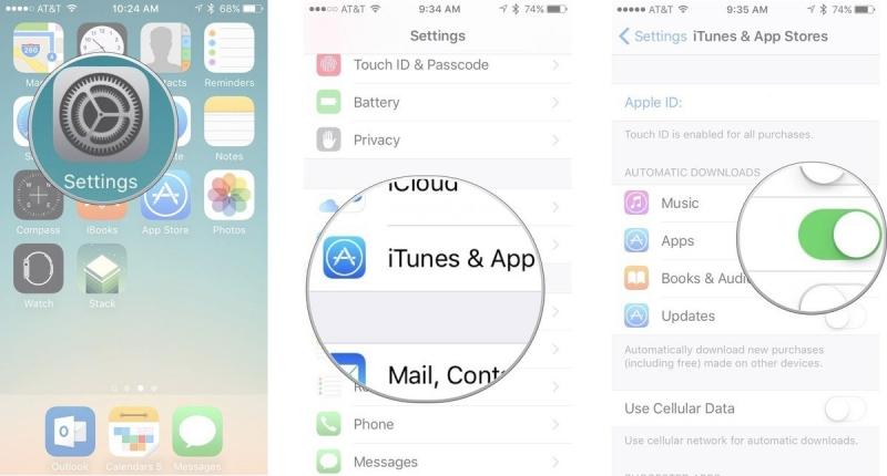Vào cài đặt/chọn iTunes & App Store/chọn tắt cập nhật