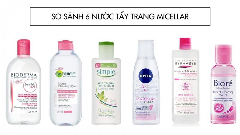 Một số loại nước tẩy trang phổ biến