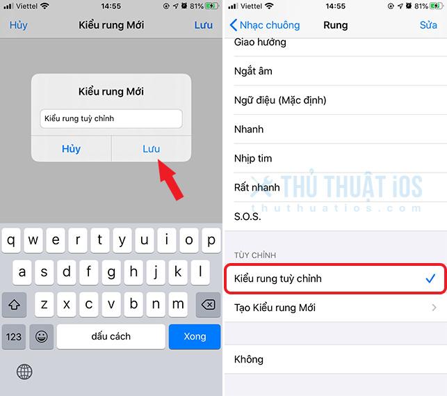 Thay đổi kiểu rung cho từng số liên lạc