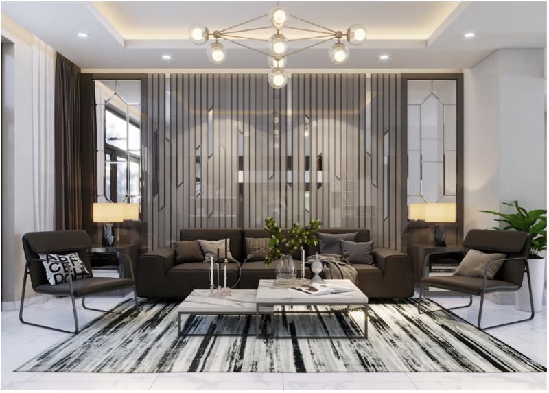 Mẫu thiết kế phòng khách của công trình nhà phố của The House Design