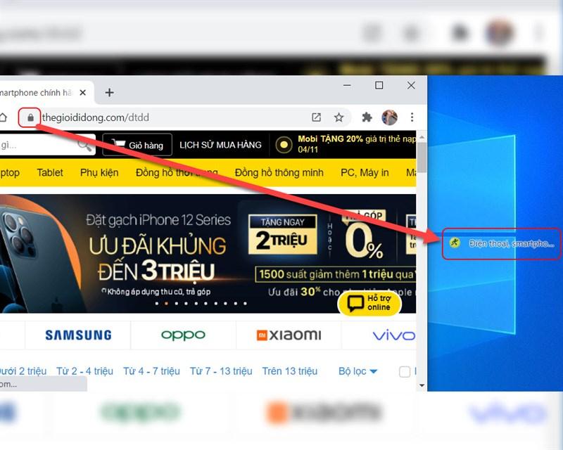 Thêm liên kết trên màn hình desktop