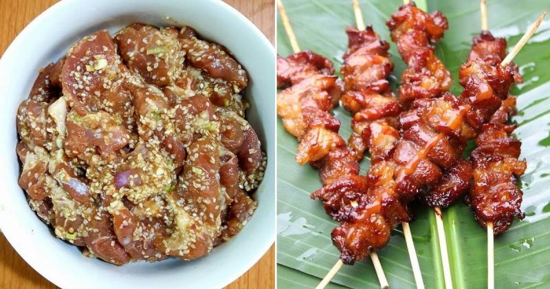 Thịt riềng xiên que nướng