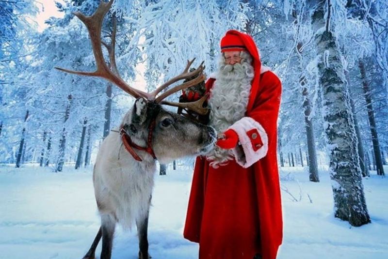 Ông già Noel và tuần lộc đi phát quà