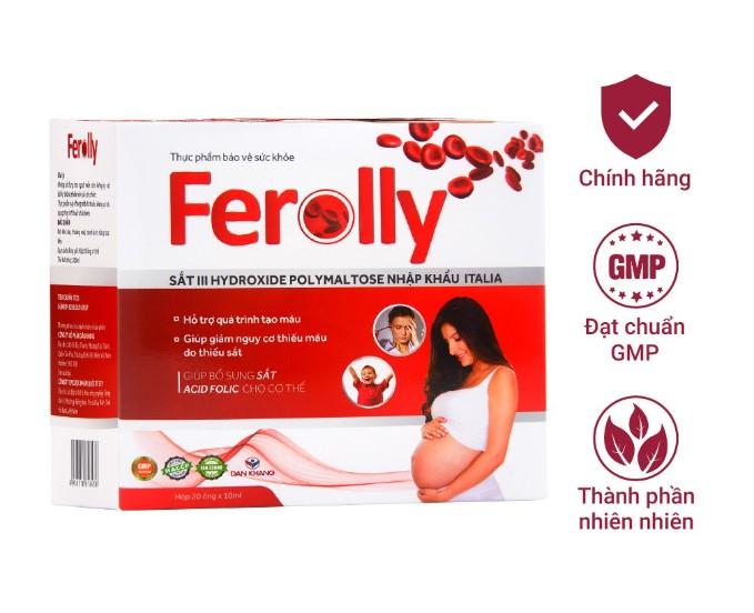 Thực phẩm bảo vệ sức khỏe Ferolly Dân Khang bổ sung sắt, cải thiện tình trạng thiếu máu hộp 20 ống