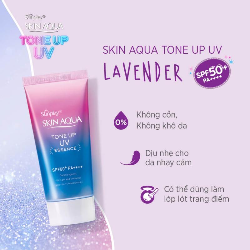 Tinh chất chống nắng nâng tông dành cho mọi loại da Sunplay Skin Aqua Tone Up UV Essence Lavender SPF50+ PA++++ (50g)