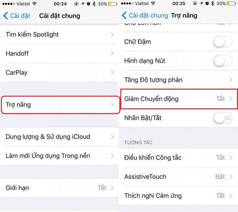 Tắt tính năng giảm chuyển động khi không dùng đến