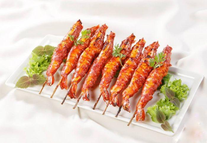 Tôm xiên nướng muối ớt