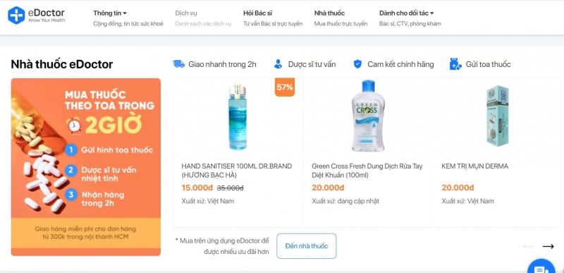 Ứng dụng tư vấn, chăm sóc sức khỏe trực tuyến eDoctor