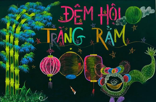 Trang trí bảng lớp ngày Trung thu bậc tiểu học