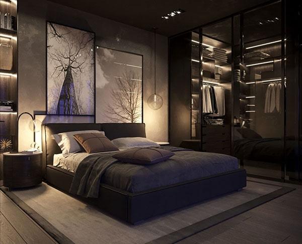 Trang trí giường cưới với chăn drap màu tối, hoa cúc