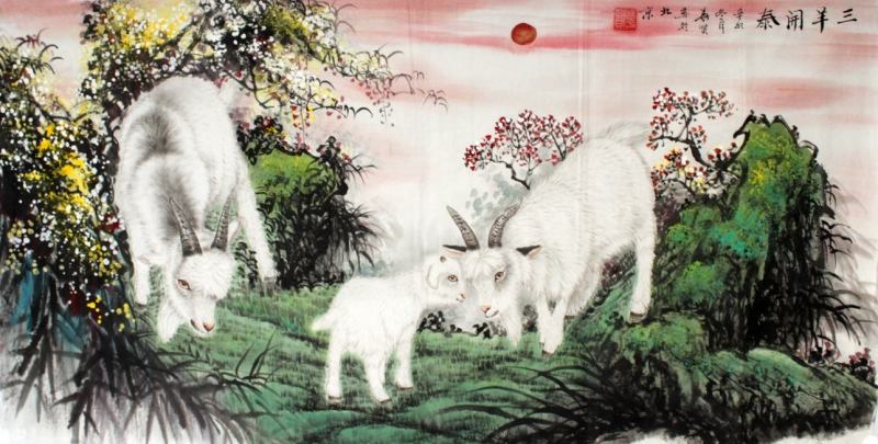 Người tuổi Hợi nên treo một bức tranh phong thủy linh vật Tam dương