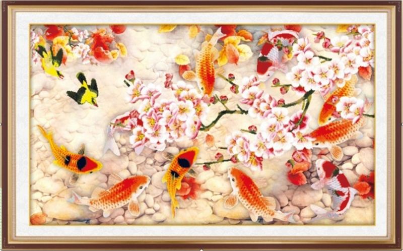 Cửu ngư quần hội là bức tranh phong thủy hợp với gia chủ tuổi Ngọ