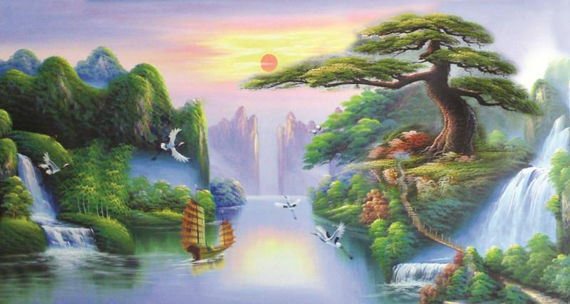 Tranh sơn thủy hữu tình điều hòa âm dương, xua tan tà khí