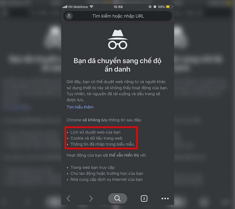 Tránh theo dõi với chế độ ẩn danh