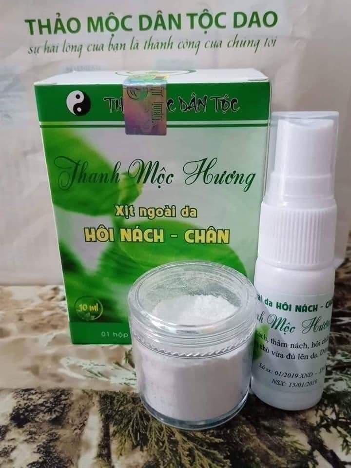 bình xịt và lọ bột Thanh Mộc Hương