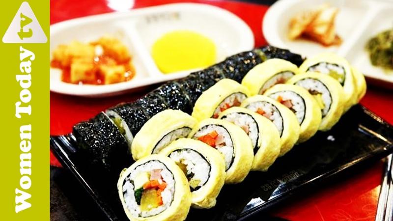 Trứng cuộn rong biển và tôm hấp