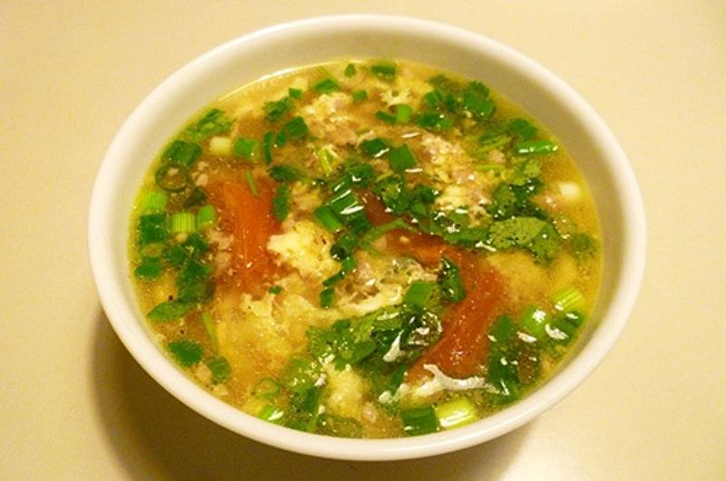 Canh cà chua trứng đậu hũ