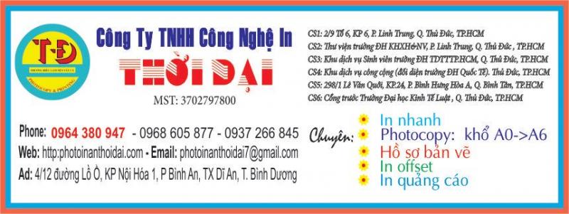 Trung tâm Photocopy In ấn THỜI ĐẠI