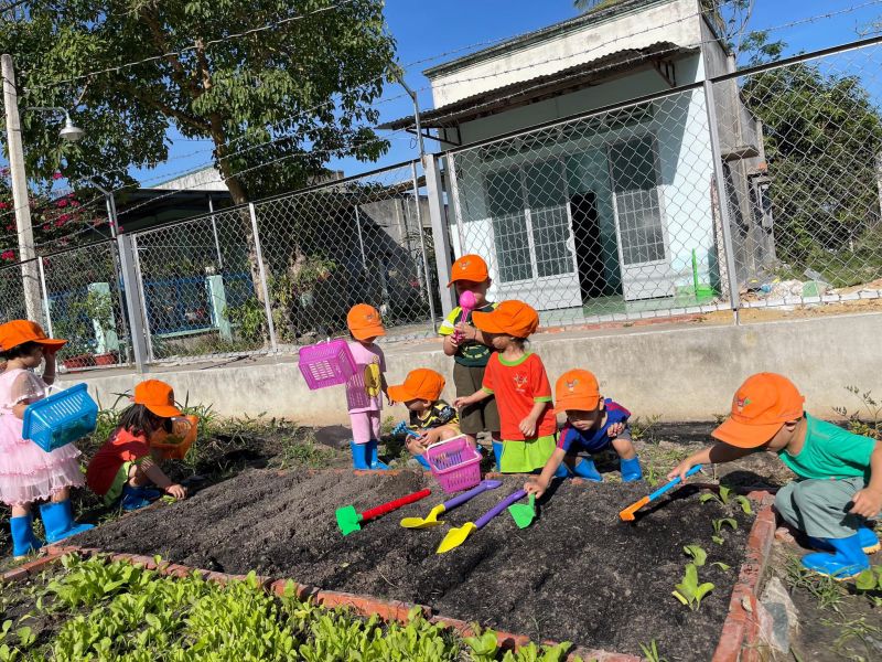 Các bé tham gia hoạt động ngoài trời tại trường
