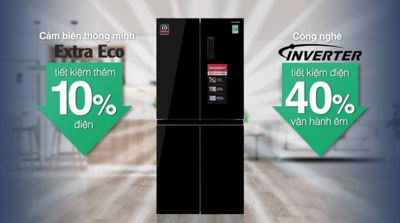 Tủ lạnh Sharp Inverter 362L SJ-FX420VG-BK
