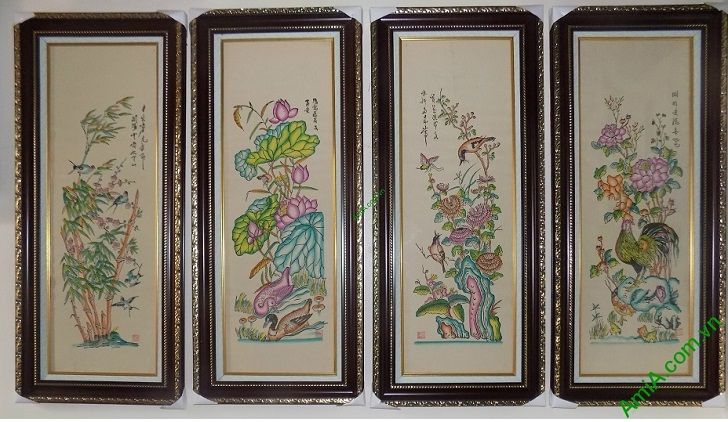 Tranh tứ quý vịt sen