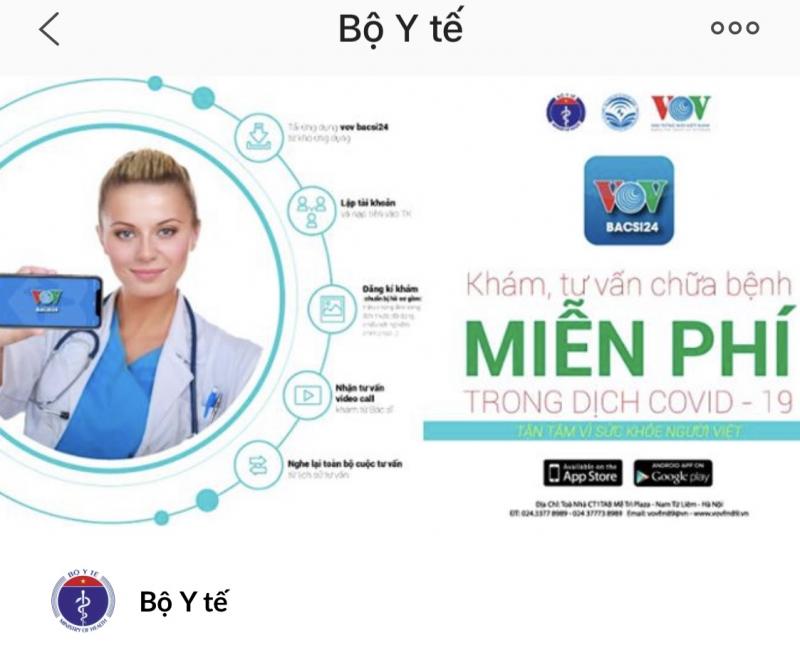 Ứng dụng chăm sóc sức khỏe của Bộ Y tế