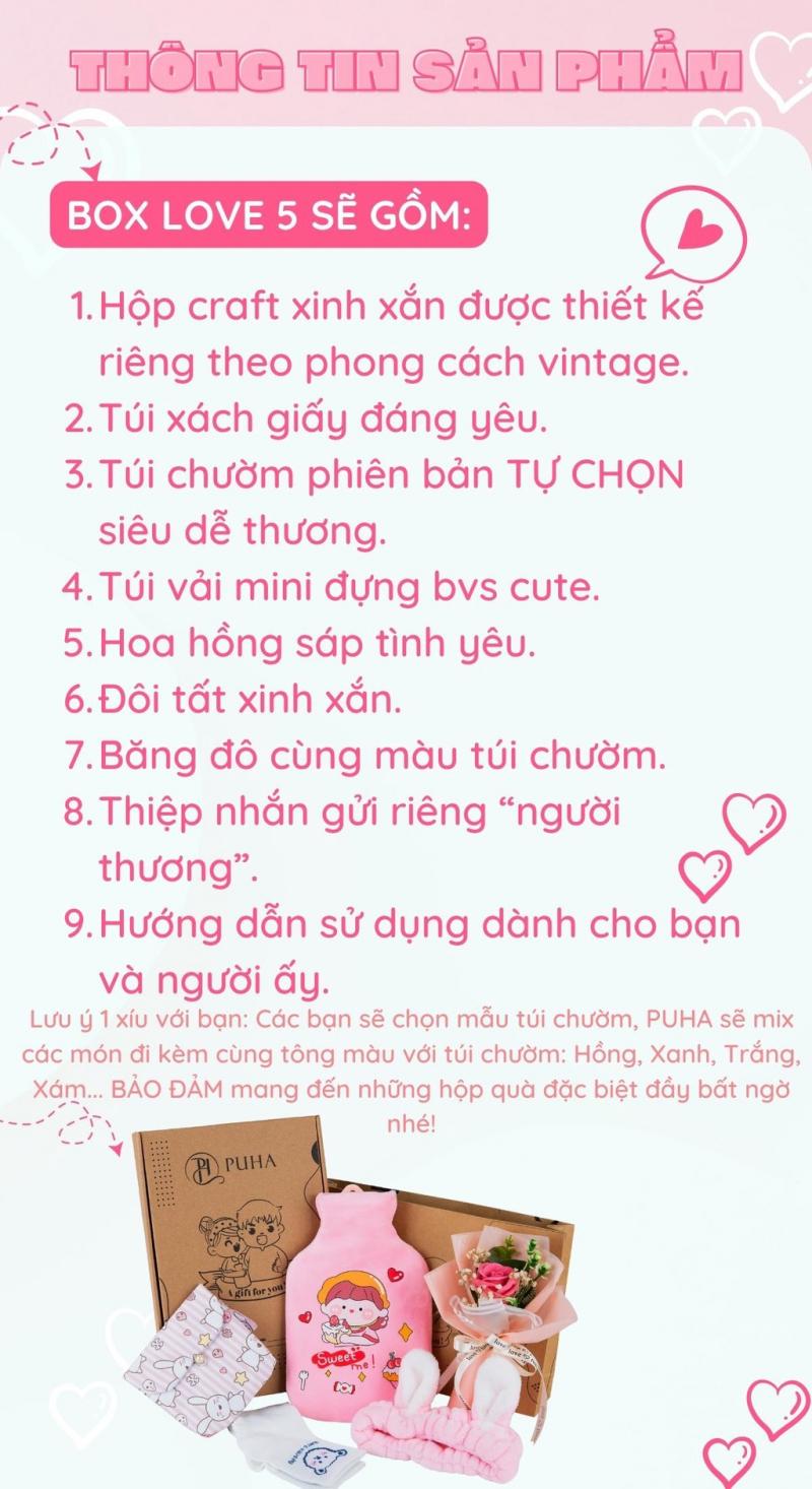 Túi chườm bụng kinh nóng lạnh đa năng chăm sóc bạn gái Puha 1000ml phiên bản giftbox
