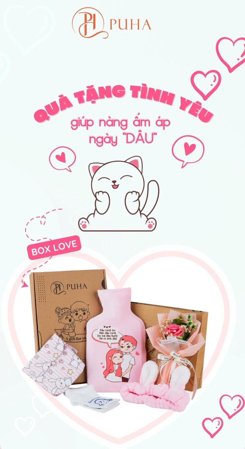 Túi chườm bụng kinh nóng lạnh đa năng chăm sóc bạn gái Puha 1000ml phiên bản giftbox