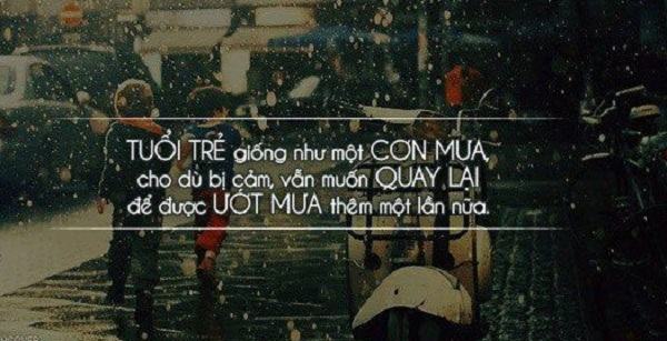 Dù cho mưa giông, tôi xin đưa em đến cuối con đường. Dù cho cảm lạnh, vẫn muốn được một lần đắm mình tỏng cơn mưa ấy