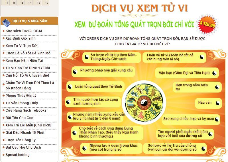 tuviglobal.com trang web tử vi đa dạng, chuyên nghiệp