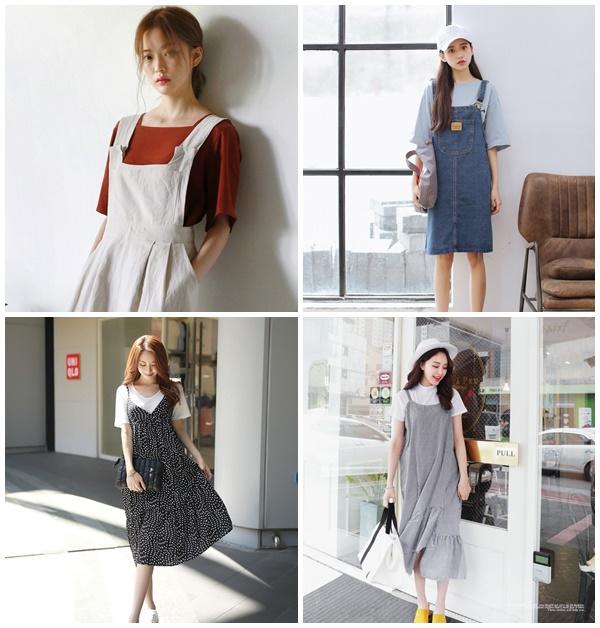 Sự kết hợp nãy vẫn được nhiều idol Hàn Quốc sử dụng để làm cho set đồ yếm của mình trông xinh hơn.
