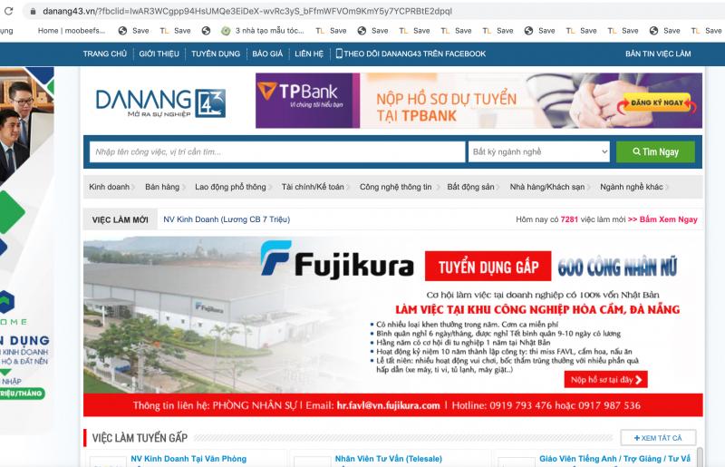 Website của Việc làm Đà Nẵng