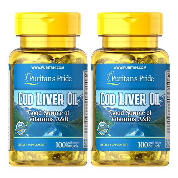 Viên dầu gan cá tuyết giúp bổ não, tăng cường thị lực Puritan's Pride Cod Liver Oil