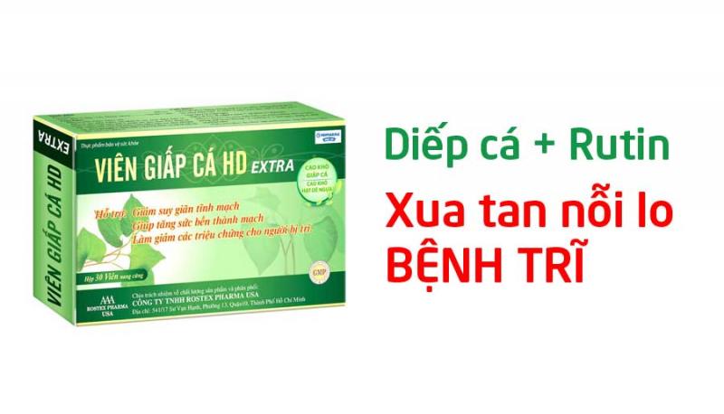 Viên giấp cá HD Extra thảo dược giảm táo bón, tiêu trĩ, nhuận tràng