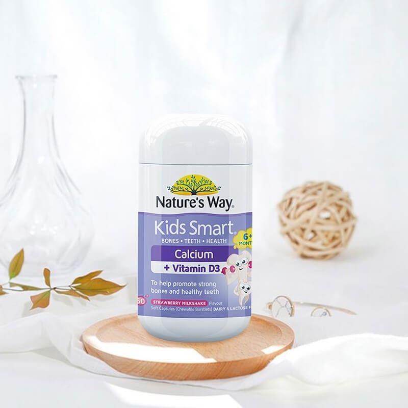 Viên nhai cho bé Nature’s Way Kids Smart Calcium + Vitamin D3 Burstlets