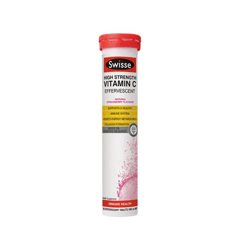 Viên sủi Swisse Ultiboost High Strength Vitamin C Effervescent là một loại bổ sung vitamin C cao cấp của thương hiệu Swisse, một thương hiệu nổi tiếng trong lĩnh vực chăm sóc sức khỏe và dinh dưỡng