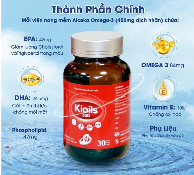 Viên uống bổ mắt Omega Kioils 350 giúp tăng cường thị lực, trí nhớ, tốt cho não bộ hộp 30 viên