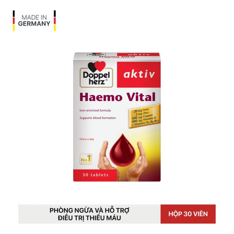 Viên uống bổ sung sắt và vitamin, ngừa thiếu máu DoppelHerz Aktiv Haemo Vital