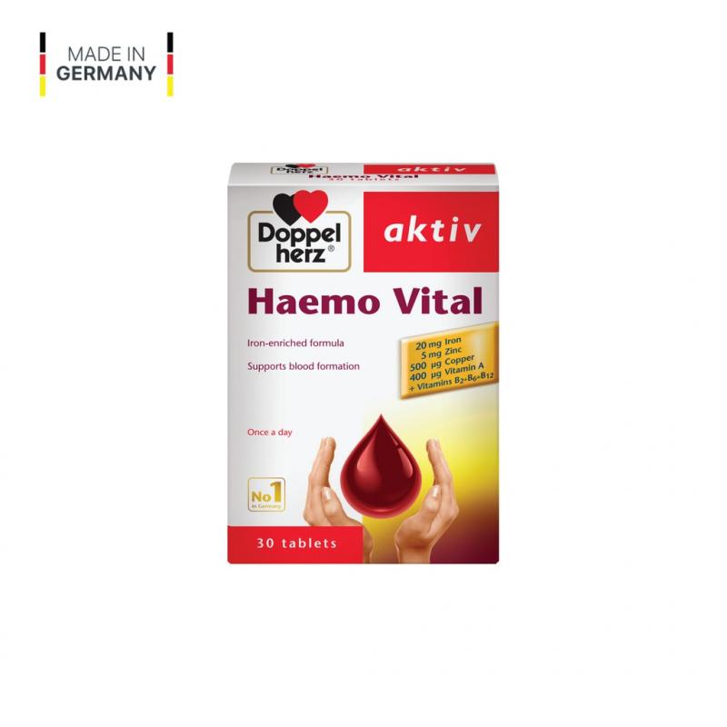 Viên uống bổ sung sắt và vitamin, ngừa thiếu máu DoppelHerz Aktiv Haemo Vital