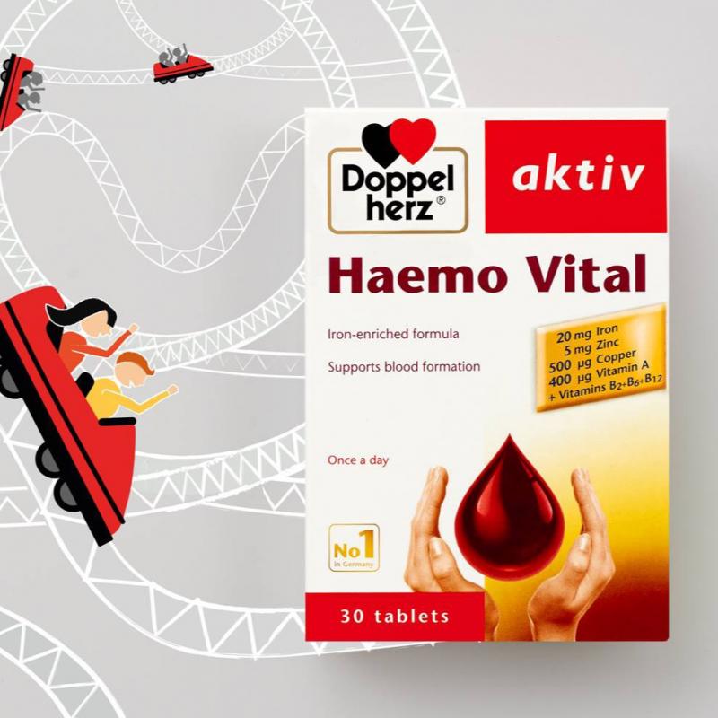 Viên uống bổ sung sắt và vitamin, ngừa thiếu máu DoppelHerz Aktiv Haemo Vital