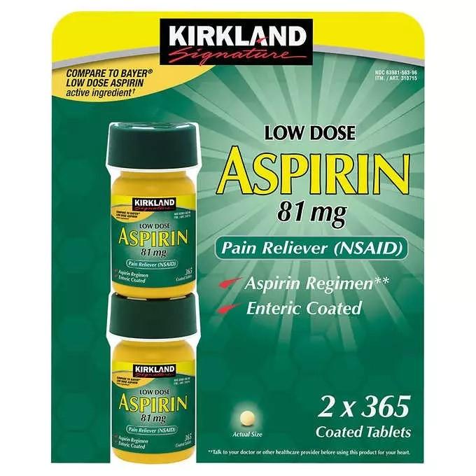 Viên uống giảm đau Kirkland Low Dose Aspirin của Mỹ 2x365 viên