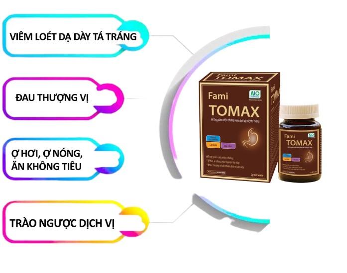 Viên uống Goldwings Fami Tomax hỗ trợ điều trị viêm loét dạ dày tá tràng trào ngược acid dịch vị dạ dày
